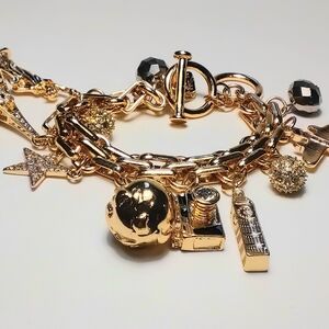 Off Park Collection Charm Bracelet Gold Tone 7-1/2"